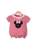 The Smocked Flamingo Apparel & Accessories Applique Mouse Red Stripe Ruffle Bubble