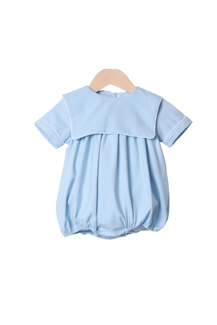 The Smocked Flamingo Apparel & Accessories Blue Linen Bib Bubble