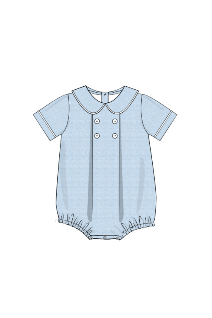 The Smocked Flamingo Apparel & Accessories Pre-Order Blue Linen Button Bubble