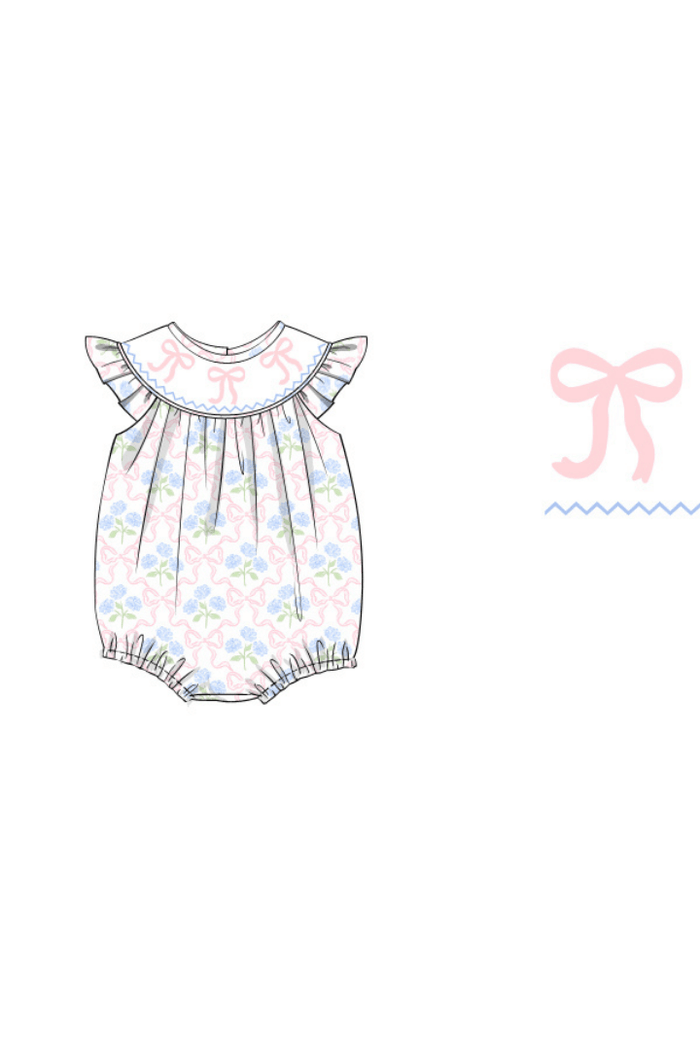 The Smocked Flamingo Apparel & Accessories Pre-Order Smocked Hydrangea Bow Bubble