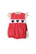 The Smocked Flamingo Smocked Polka Dot Mouse Ruffle Bubble