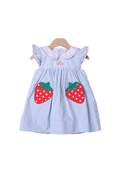 The Smocked Flamingo Apparel & Accessories Strawberry Patch Blue Gingham Dress